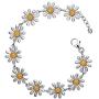 Paul Wright 925 Sterling Silver Daisy Bracelet, 10 Daisies with 18K Gold Plated Centres, 7” Plus 1” Extender