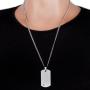 | Crucible Tungsten Carbide Diamond Dog Tag Pendant Curb Chain Necklace - 24''