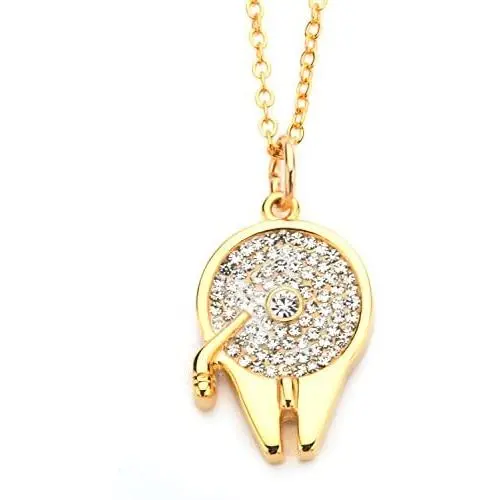 Star Wars Jewelry 10kt Gold Millennium Falcon in Genuine Crystals Pendant with Chain Necklace (SALES1SWMD) Star Wars Jewelry 10kt Gold Millennium Falcon in Genuine Crystals Pendant with Chain Necklace (SALES1SWMD)