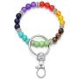 7 Chakra Healing Wristlet Keychain Bead Bracelet Natural Malachite Mixed Gem Pray Mala Yoga Bangle Keyring