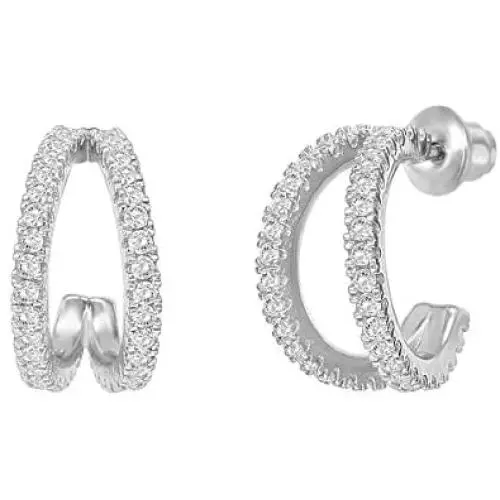 PAVOI 14K Gold Plated Sterling Silver Split Hoop Huggie Earrings in Rose Gold, White Gold and Yellow Gold