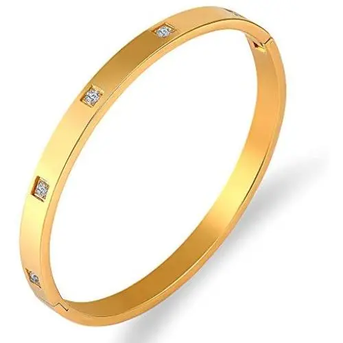 LINFENG Womens Love Bangle Bracelet Gold Plated Stainless Steel Hinged Bracelets,Jewelry Friendship Gift LINFENG Womens Love Bangle Bracelet Gold Plated Stainless Steel Hinged Bracelets,Jewelry Friendship Gift