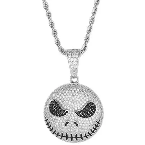 HELLOICE Iced Ghost Grimace Necklace Tongue Out Pendant with Free Chain Punk Hip Hop Necklace for Women Men Rapper HELLOICE Iced Ghost Grimace Necklace Tongue Out Pendant with Free Chain Punk Hip Hop Necklace for Women Men Rapper