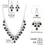 SP Sophia Collection Fancy Bridal Jewelry Teardrop Necklace with Halo Stud Post Dangle Earrings Set