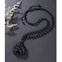 Jovivi Hand Carved Mother Elephant Natural Black Obsidian Necklace Healing Crystal Gemstone Necklaces Pendant Protection Lucky Amulet Charm Adjustable Braided Rope Mothers Day Gifts