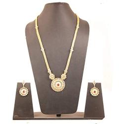 Touchstone Indian Bollywood Handcrafted Traditional Royal Mughal Kundan Polki Meenakari Enamel Colorful Wedding Designer Jewelry Long Necklace Set in Gold and Silver Tone for Women.