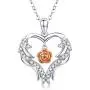 Angel Wings Heart Necklace Rose Flower Pendant S925 Sterling Silver Love Heart Rose Flower Romantic Jewelry Gifts with Gift Box for Women Girls (angle wings rose necklace) Angel Wings Heart Necklace Rose Flower Pendant S925 Sterling Silver Love Heart Rose Flower Romantic Jewelry Gifts with Gift Box for Women Girls (angle wings rose necklace)