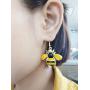 NOUMANDA Gold Insect Honey Bee Necklace Crystal Bumblebee Pendant Earrings Sets for Women Jewelry