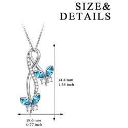 AOBOCO Sterling Silver Infinity Butterfly Necklace Embellished with Crystals from Austria, Anniversary Birthday Butterfly Gifts for Butterfly Lovers, Fine Butterfly Jewelry Gifts for Women