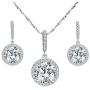 EVER FAITH 925 Sterling Silver CZ Gorgeous Round Cut Wedding Pendant Necklace Earrings Set