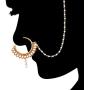 Aheli Classy Wedding Party Wear Nose Ring Nath with Pearl Chain Traditional Saree Jewelry for Indian Women