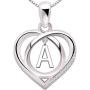 ALOV Jewelry Sterling Silver Initial Letter Alphabet Love Heart Cubic Zirconia Pendant Necklace