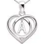 ALOV Jewelry Sterling Silver Initial Letter Alphabet Love Heart Cubic Zirconia Pendant Necklace