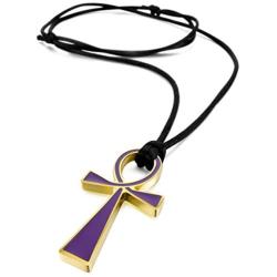 INBLUE Men,Womens Stainless Steel Pendant Necklace Black Silver Gold Two Tone Egyptian Ankh Cross -with Cord