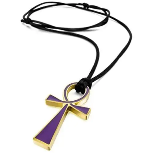 INBLUE Men,Womens Stainless Steel Pendant Necklace Black Silver Gold Two Tone Egyptian Ankh Cross -with Cord