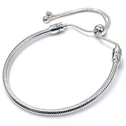 Authentic Bolenvi 925 Sterling Silver Adjustable Size Clip On/Off Bracelet compatible with Pandora Beads Charms