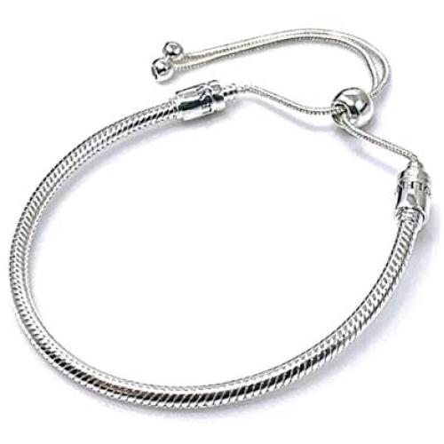 Authentic Bolenvi 925 Sterling Silver Adjustable Size Clip On/Off Bracelet compatible with Pandora Beads Charms