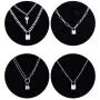 Zhanmai 4 Pieces Valentines Day Fashion Lock Pendant Necklace Punk Chain Choker Long Multilayer Chain Jewelry Zhanmai 4 Pieces Valentines Day Fashion Lock Pendant Necklace Punk Chain Choker Long Multilayer Chain Jewelry
