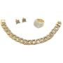 Bling-ed Out Its Lit! Hip Hop Watch & Jewerly Set w/Cuban Chain Bracelet, Kite Bling Earrings & Ring - GJM13