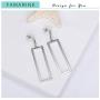 FAMARINE Gold Geometric Drop Earrings, Rectangle Dangle Earrings for Women Girls Costume Jewelry