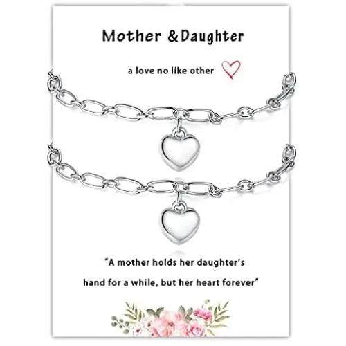 Myrnaist Mother Daughter Bracelets Set for 2 Silver Heart Charm Bracelet Jewelry for Mom Women Girls Mothers Day Birthday Gifts Myrnaist Mother Daughter Bracelets Set for 2 Silver Heart Charm Bracelet Jewelry for Mom Women Girls Mothers Day Birthday Gifts