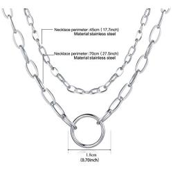 Cross Chain Necklaces For Women,Layered Choker Long Silver Stainless Steel Necklace For Teen Girls Friendship Dainty Best Friend Lock Cute Statement Jewelry
