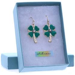 SoulBreezeCollection St. Patricks Day Irish Good Luck Charm Shamrock 4 Leaf Clover Earrings