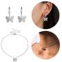 MJartoria Butterfly Choker Necklace Earrings Set for Women Girls Gift Her Jewelry Butterfly Choker Chain Necklace