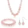 Gem Stone King 10MM Simulated Rose Quartz Round Bead Necklace Bracelet and Earrings Set 20 Inch Gem Stone King 10MM Simulated Rose Quartz Round Bead Necklace Bracelet and Earrings Set 20 Inch