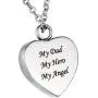 My Dad My Hero My Angel Cremation Jewelry for Ashes Memorial Urn Necklace Pendant