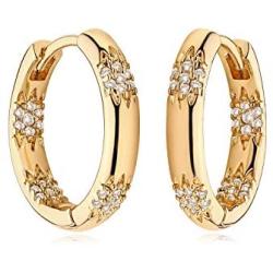 MYEARS Women Gold Huggie Hoop Earrings Chunky Band North Stars Bead Ball Sleeper Diamond Cubic Zirconia 14K Gold Filled Small Boho Beach Simple Delicate Handmade Hypoallergenic Jewelry Gift