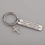 BEKECH Christian Keychain Gifts Trust in The Lord Proverbs 3:5-6 Keychain with Cross Charm Religious Jewelry Christian Faith Gift