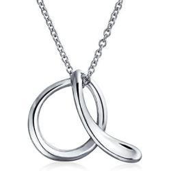 Personalize Abc Script Letter Alphabet Pendant Initial Necklace For Teen Women 14K Gold Plated 925 Sterling Silver