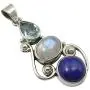 SilverStarJewel 6 x 9, 8 x 10, 10 x 10 mm Multistones 3 Stone Pendant 1.6'' Sterling Silver SilverStarJewel 6 x 9, 8 x 10, 10 x 10 mm Multistones 3 Stone Pendant 1.6'' Sterling Silver
