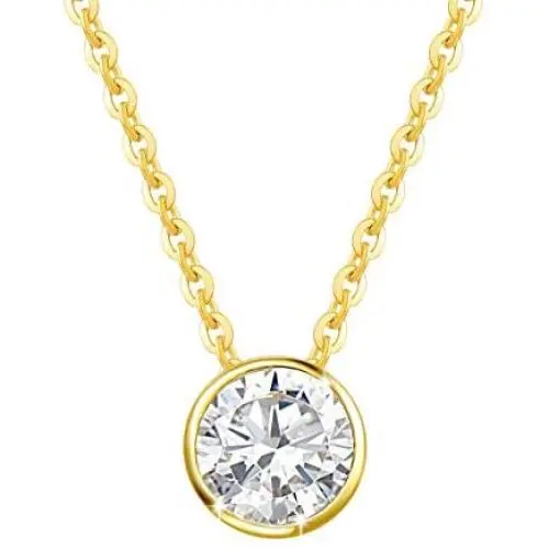 FANCIME 14K Solid Real Yellow Gold Round/Emerald Cut CZ Cubic Zirconia Diamond Pendant Necklace Fine Jewelry Gift for Women Girls 16+2 inch Extender FANCIME 14K Solid Real Yellow Gold Round/Emerald Cut CZ Cubic Zirconia Diamond Pendant Necklace Fine Jewelry Gift for Women Girls 16+2 inch Extender
