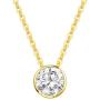 FANCIME 14K Solid Real Yellow Gold Round/Emerald Cut CZ Cubic Zirconia Diamond Pendant Necklace Fine Jewelry Gift for Women Girls 16+2 inch Extender