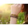 8mm Square Tiger Eye Stretch Bracelet Gemstone Strand Bracelet for Women Girls Handmade Healing Stone Jewelry Adjustable