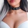 Victray Punk Choker Necklaces Black Leather Circle Necklace Chain Fashion Jewelry Accessories for Women and Girls