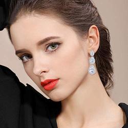 EVER FAITH Silver-Tone Cubic Zirconia Birthstone 3 Tear Drop Dangle Earrings