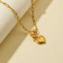 NEULRY Modern Heart Shaped Necklace Paperclip Link Chain 18K Gold Plated Handmade for Women and Girl Gifts