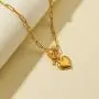 NEULRY Modern Heart Shaped Necklace Paperclip Link Chain 18K Gold Plated Handmade for Women and Girl Gifts