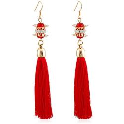 Ronglai Jewelry Earrings for Women Colorful Layered Tassel Earrings Bohemian Dangle Drop Tiered Tassel Druzy Stud Earrings Women Gifts