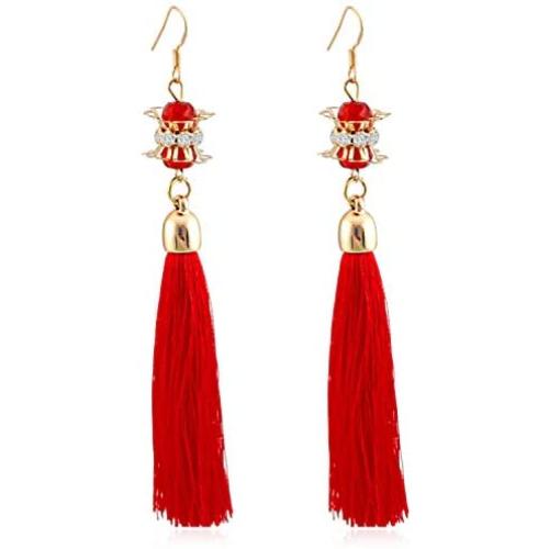 Ronglai Jewelry Earrings for Women Colorful Layered Tassel Earrings Bohemian Dangle Drop Tiered Tassel Druzy Stud Earrings Women Gifts