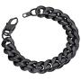 ChainsPro Durable Cuban Link Bracelet for Mens Boys, 6/10/14 mm, 19-21CM Length, 18K Gold Plated/316L Stainless Steel/Black-with Gift Box