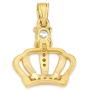 10k Real Solid Gold Crown Pendant Set with Cubic Zirconia Stones, Royal Jewelry Tiara Charm Gifts