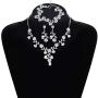 LOYALLOOK Bridal Jewelry Set Crystal Flower Leaf Necklace Earring Bracelet Jewelry Set Costume Jewelry for Women