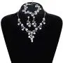 LOYALLOOK Bridal Jewelry Set Crystal Flower Leaf Necklace Earring Bracelet Jewelry Set Costume Jewelry for Women