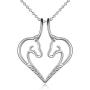Necklace Holder Sterling Silver Love Heart Horse Pendant Necklace Ring Keeper Holder Jewelry Gifts for Women Girls Nurse Mother Daughter Wife Girlfriend
