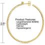 18K Gold Plated Sterling Silver Post Huge Hoops for Women Girls 60MM, 80MM, 100MM