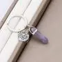 FAADBUK Zodiac Sign Crystal Stone Keychain 12 Constellation Hexagonal Pillar Lucky Stone Keychain Rose Stone Red Agate Aventurine Healing Crystal Keychain